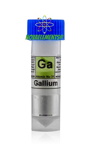 Gallium 50 Gramm 99.997% mit Etikett, metallisches Gallium zur Sammlung von Elementen, Gallium-Element, Gallium-Element, Experimentier, Gallium-Löffel von NOVAELEMENTS