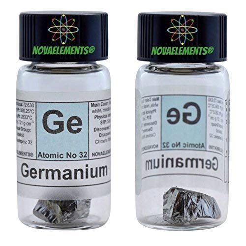 Germanium Element 32 Ge, Meister Pure1 Feingold 99,999% in Ampoule aus Glas mit Etikett von Novaelements