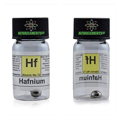 Hafnium Element 72 HF, Meister Pure > 1 Feingold 99,9% in Ampoule aus Glas mit Etikett von Novaelements