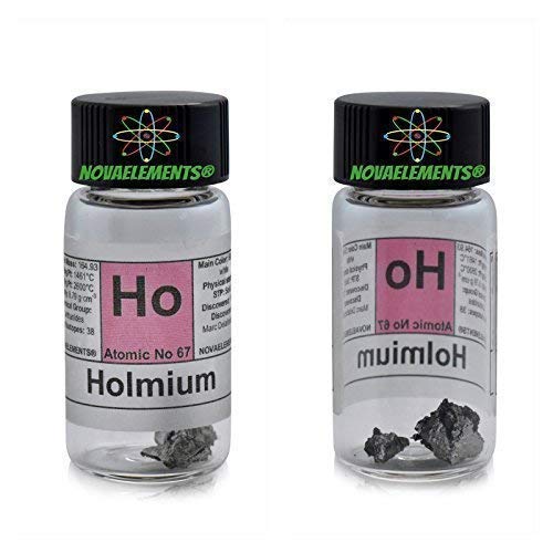 Holmium Element 67 Ho, Meister Pure1 Feingold 99,95% in Ampoule aus Glas mit Etikett von Novaelements