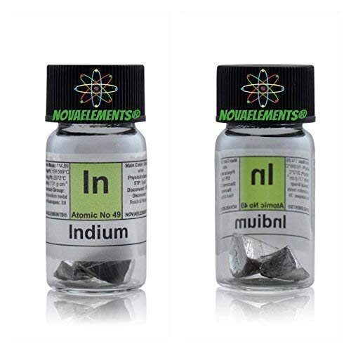 Indio Element 49 in, Meister Pure 5 Gramm 99,99% in Ampoule aus Glas mit Etikett von Novaelements
