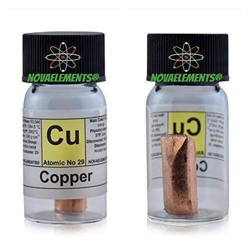 Kupfer Metallische Element 29 Cu, Zylinder > 8 Gramm 99,99% in Ampoule aus Glas mit Etikett Kupfer Metallische Element 29 Cu, Zylinder > 8 Gramm 99,99% in Ampoule aus Glas mit Etikett von Novaelements