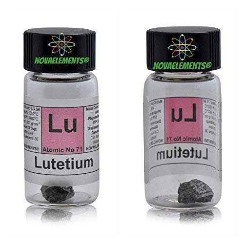 Lutetium Element 71 Lu, Meister Pure 0,5 Gramm 99,95% in Ampoule aus Glas mit Etikett von Novaelements