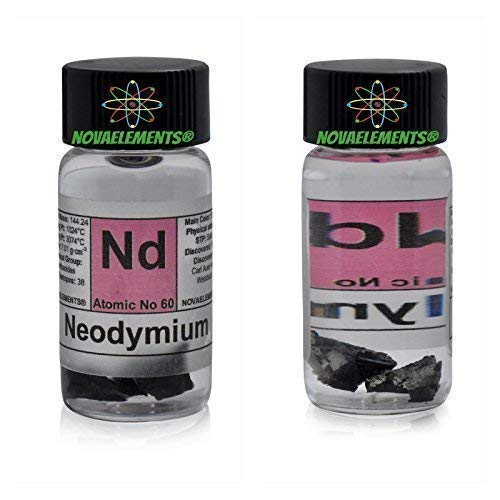 Neodym Element 60 ND, Meister Pure1 Feingold 99,9% in Olio Mineralglas in Ampoule aus Glas mit Etikett von Novaelements