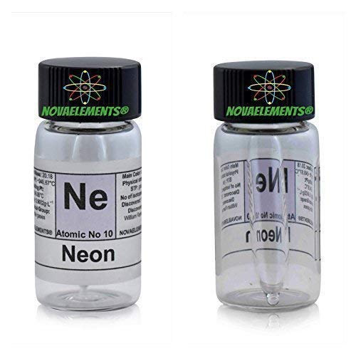 Neon Element 10 ne, Gas 99,9% in Mini Ampulle und Ampoule aus Glas mit Etikett von Novaelements