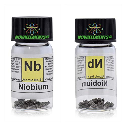 Niob Element Metallische 41 Nb, Fenster Schiebehülse 99,99% in Ampoule aus Glas mit Etikett von Novaelements