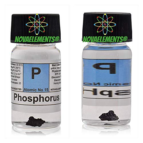 Phosphor Violett Stück Massiv Element 15 P, 0.1 Gramm 99,9% in Ampoule aus Glas mit Etikett von Novaelements