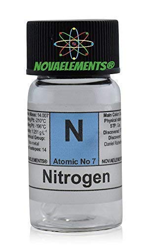Stickstoff Element 7 n, Gas Dünner in Mini Ampulle Glas mit Etikett von Novaelements