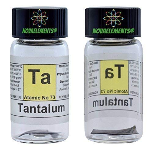 Tantalum Element 73 Ta, Bogen 1cm 99,99% in Ampoule aus Glas mit Etikett von Novaelements