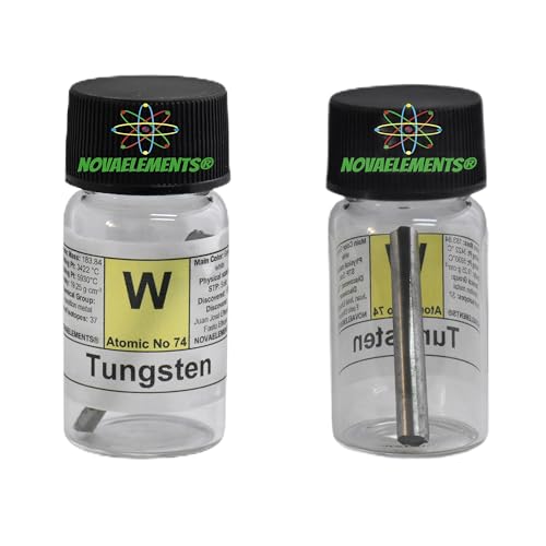 Tungsten Beads Element 74 W, Meister Pure 5 Gramm 99,99% in Ampoule aus Glas mit Etikett von Novaelements