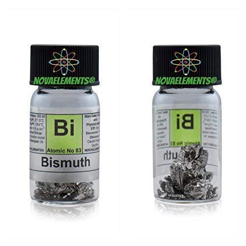 Wismut Metallische Element 83 Bi, Weltmeister Pure 10 Gramm 99,99% IN Ampoule Von Glas Mit Etikett von Novaelements