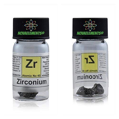 Zirkonia Element 40 ZR, Meister Pure 2 Gramm 99,95% in Ampoule aus Glas mit Etikett von Novaelements
