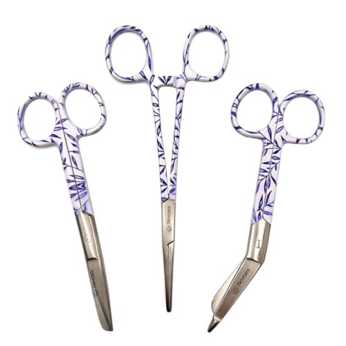 Krankenschwester scheren set “Blaue Blätter” - Verbandschere - Krankenpfleger scheren set - Schere Krankenschwester - erste-hilfe-schere - Medizinische schere - pflegekraft geschenk von Novaex