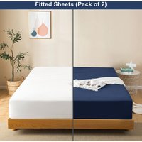 Spannbettlaken, Fitted Sheet, Luxurious Comfort Of A Set Two Microfiber Fitted Sheets Ultra-Soft, Blue&white 90x200x30cm By Novahaven Spannbettlaken, Fitted Sheet, Luxurious Comfort Of A Set Two Microfiber Fitted Sheets Ultra-Soft, Blue&white 90x200x30cm By Novahaven von NovahavenShop