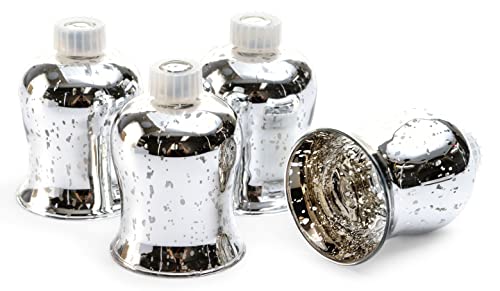 4X Teelichtaufsatz Silber Glasaufsatz für Kerzenleuchter Kerzenständer Glas Adventskranz Teelichthalter Stabkerzenhalter Weihnachten Kerzenpick 6cm von Novaliv