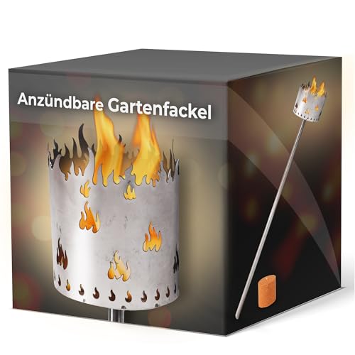 Gartenfackel für draußen Motiv Flamme 1x Brennelement - Holzspäne mit Wachs - Schwedenfackel Pelletfackel Feuersäule Flammschalen Wachsfackel Gartenleuchte von Novaliv