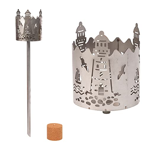 Gartenfackel für draußen Motiv Leuchtturm 1x Brennelement - Holzspäne mit Wachs - Schwedenfackel Pelletfackel Feuersäule Flammschalen Wachsfackel Gartenleuchte von Novaliv
