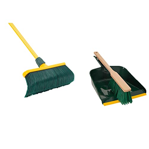 Krallenbesen Set 30 cm Kunststoff mit Teleskopstiel Kehrgarnitur gebogenen Borsten Gartenbesen Straßenbesen Kehrbesen (Besen + Kehrschaufel Set Langstiel, 30 cm) von Novaliv