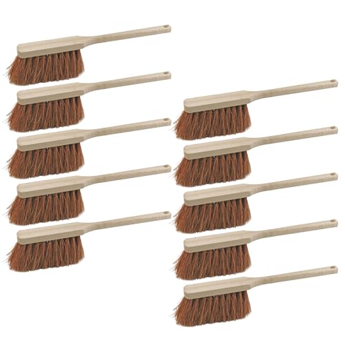 Novaliv 10x Hochwertiger Langstiel Handfeger 45 cm mit Holzgriff feine Kokosborsten Effektive Reinigung Weiche Borsten im Haushalt Staub Schmutz Haare Langlebig Leicht Reinigen Outdoor Broom von Novaliv
