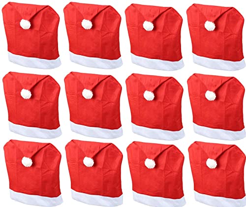 Novaliv 12er Set Stuhlhussen Weihnachten I Rot I Nikolausmütze I Stuhlbezug Weihnachten Deko Weihnachtsmütze Stuhlüberzieher Bezug Stuhl von Novaliv