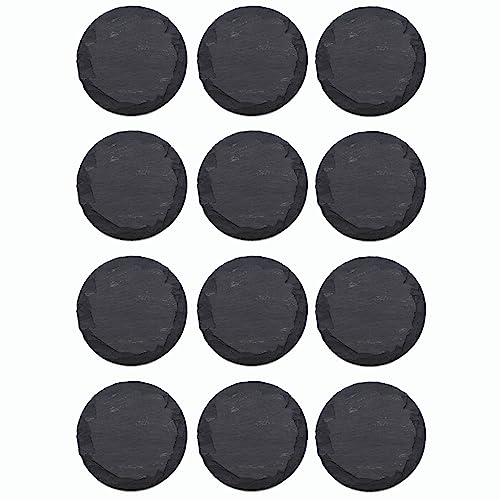 Novaliv 12x Schieferplatten rund 15cm Durchmesser Sushi Deko Servierplatten lang Schieferplatten Untersetzer Tischplatz Kerzenteller von Novaliv