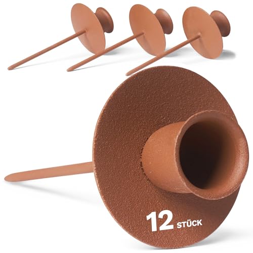 Novaliv 12x Kerzenteller Adventskranz Kerzenpin ROST Kerzenständer für Stabkerzen Kerzenpick Kerzenhalter für Kränze Kerzentülle Metall Kerzenständer Kerzenpin Adventskranzkerzenhalter Tischdeko von Novaliv
