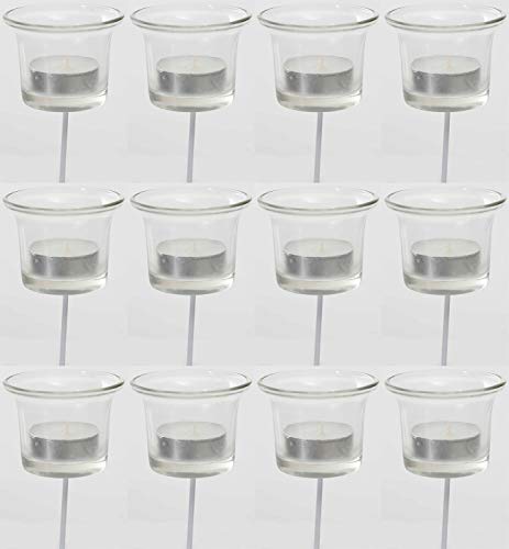 12x Teelichthalter Glas für Adventskranz 6cm konisch Teelichtgläser klein Kerzenhalter Glas Kerzenpicks für Teelichter Weihnachtskranz 3X 4er Glas Teelicht Gesteck Weihnachten Dekoration Xmas von Novaliv