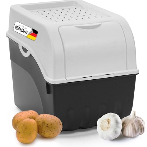 Novaliv Kartoffel Aufbewahrungsbox | groß 9L | Weiss | Kartoffelbox | Gemüsebox stapelbar Zwiebelbox Kartoffelkorb Obstbehälter Kartoffelkiste Zwiebel Aufbewahrung Frischhaltedose Möhren von Novaliv