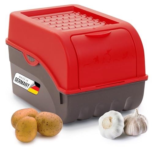 Novaliv Kartoffel Aufbewahrungsbox | mittel 5L | ROT | Kartoffelbox | Gemüsebox stapelbar Zwiebelbox Kartoffelkorb Obstbehälter Kartoffelkiste Zwiebel Aufbewahrung Frischhaltedose Möhren von Novaliv