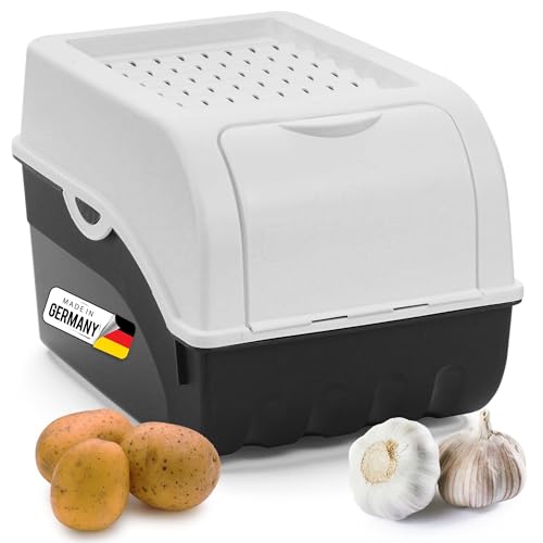 Novaliv Kartoffel Aufbewahrungsbox | mittel 5L | Weiss | Kartoffelbox | Gemüsebox stapelbar Zwiebelbox Kartoffelkorb Obstbehälter Kartoffelkiste Zwiebel Aufbewahrung Frischhaltedose Möhren von Novaliv