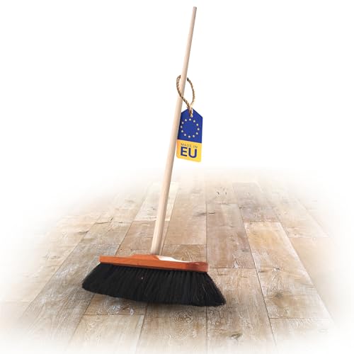 Novaliv Zimmerbesen mit Stiel ROSSHAAR Mischung Besen weiche Borsten Schrankbesen mit Holzstiel Gemischtes Rosshaar Idealer Besen für Laminat und Parkett Rosshaarbesen Naturborsten Stubenbesen von Novaliv