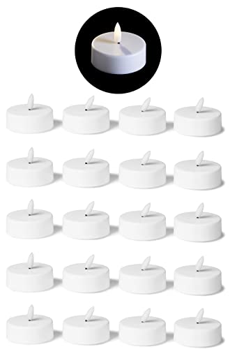 Novaliv 20er Sparset LED Teelichter groß - LED Kerze warmweiß mit 3D Flamme flackernd - 6cm Teelichter LED für Kerzenpick auf Adventskranz - Weihnachtslichter LED Kerzen mit Timerfunktion von Novaliv