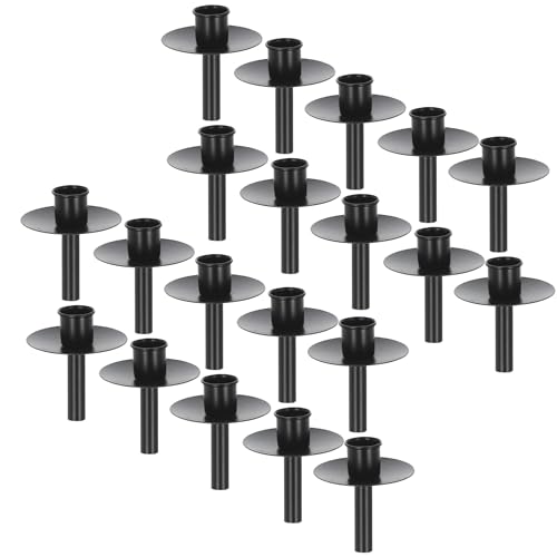 Novaliv 20x Kerzenhalter Flasche Schwarz Eisen Kerzenhalter Flaschenaufsatz für Kerzen ca. 2cm Schwarz Flaschenkerzenhalter Stabkerzen Kerzenständer Stabkerzenhalter Candle Holder Stabkerzentülle von Novaliv