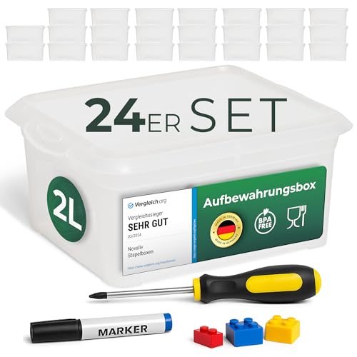 Novaliv 24x Aufbewahrungsboxen mit Deckel klein 2 L transparente Nestbar stapelbare Plastikboxen mit Clipverschluss Kunststoff BPA-frei 20x16,5x9 cm Novaliv 24x Aufbewahrungsboxen mit Deckel klein 2 L transparente Nestbar stapelbare Plastikboxen mit Clipverschluss Kunststoff BPA-frei 20x16,5x9 cm von Novaliv