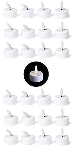 Novaliv 24x Teelichter mit Timer - Warmweiß LED Teelicht mit Flamme flackernd 3D - 6cm Durchmesser für Batterie CR2032 - Teelichter klein LED Kerzen LED-Beleuchtung mit Timerfunktion - Sparset von Novaliv