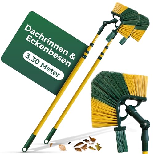Novaliv 2X Dachrinnenbürste & Eckenbürste mit Schaber & Teleskopstiel 3,3m, Dachrinnen Reinigung Besen Bürste Reiniger Raupe, Dachrinnenbürste Dachrinnenreiniger Dach Rinnen Putzen Reinigungsset Novaliv 2X Dachrinnenbürste & Eckenbürste mit Schaber & Teleskopstiel 3,3m, Dachrinnen Reinigung Besen Bürste Reiniger Raupe, Dachrinnenbürste Dachrinnenreiniger Dach Rinnen Putzen Reinigungsset von Novaliv