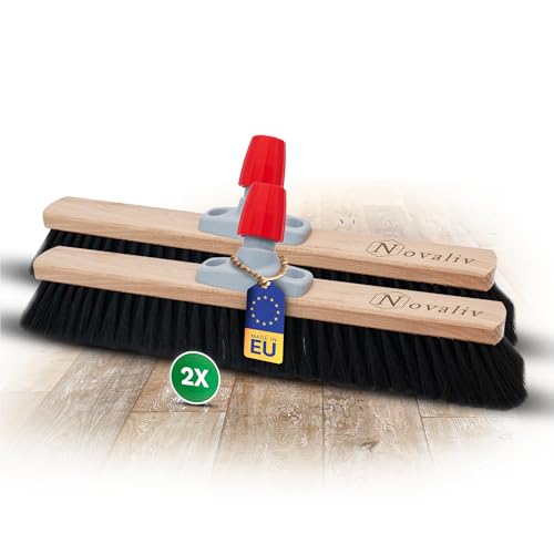 Novaliv 2X Rosshaarbesen 60 cm Besenkopf I Besen ohne Stiel I Rosshaar schwarz I Saalbesen breit Kehrbesen Haushaltsbesen Werkstattbesen Besen Balkon von Novaliv