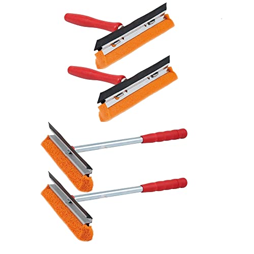 Novaliv 2X Scheibenabzieher Auto 21 cm Holzgriff 16 cm + Metall-Kunststoffgriff 31 Abziehlippe und Gummischwamm Auto Abzieher Autoscheibe von Novaliv