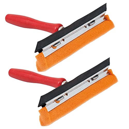 Novaliv 2X Scheibenabzieher Auto 21 cm Holzgriff 16 cm mit Abziehlippe und Gummischwamm Auto Abzieher Autoscheibe Scheibenputzer Wischschwamm von Novaliv