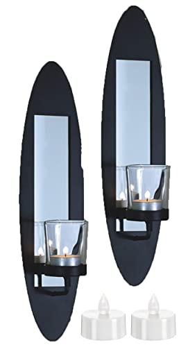 Novaliv 2X Wandkerzenhalter + 2X LED Teelichter 6,5 x 9 x 36 cm Schwarz LED Kerze Teelichterhalter aus Metall mit Glas Kerzenhalter Dekoration Wanddeko Vintage Deko Teelicht LED Licht Wandhalter Novaliv 2X Wandkerzenhalter + 2X LED Teelichter 6,5 x 9 x 36 cm Schwarz LED Kerze Teelichterhalter aus Metall mit Glas Kerzenhalter Dekoration Wanddeko Vintage Deko Teelicht LED Licht Wandhalter von Novaliv