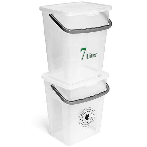 Novaliv 2X Waschmittelbox mit Deckel 7 Liter I Transparent I 23,5 x 18 x 26,5 cm I Box Waschpulver Aufbewahrungsbox mit Henkel Waschmittel Aufbewahrung Waschmittelbehälter Waschpulverbehälter von Novaliv