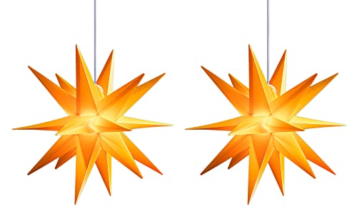 Novaliv 2er SET Weihnachtsstern beleuchtet LED Dekostern 55cm GELB hochwertiger Kunststoffstern mit TIMER FUNKTION 3D Stern 18 Zackig Leuchtstern Faltstern Weihnachtslicht Winterbeleuchtung 3D Stern von Novaliv