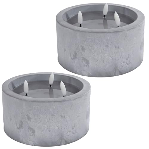 Novaliv 2er Set 3-Flammen Stumpenkerze LED Kerzen flackernde Flamme mit Echtwachspiegel Beton Optik 15cm ø 10 cm Höhe, LED Kerzen, 2 AA Batterien nötig, LED Stumpenkerzen warmweiß Novaliv 2er Set 3-Flammen Stumpenkerze LED Kerzen flackernde Flamme mit Echtwachspiegel Beton Optik 15cm ø 10 cm Höhe, LED Kerzen, 2 AA Batterien nötig, LED Stumpenkerzen warmweiß von Novaliv