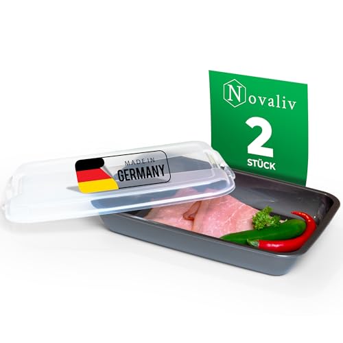 Novaliv 2er-Set Anthrazit Premium Aufschnittbox mit Transparentem Deckel, Frischhaltedosen für Wurst & Käse Maße 25x17x5 cm Kühlschrank Organizer Knäckebrotbox Wohnung must-have Küchen Gadgets Novaliv 2er-Set Anthrazit Premium Aufschnittbox mit Transparentem Deckel, Frischhaltedosen für Wurst & Käse Maße 25x17x5 cm Kühlschrank Organizer Knäckebrotbox Wohnung must-have Küchen Gadgets von Novaliv