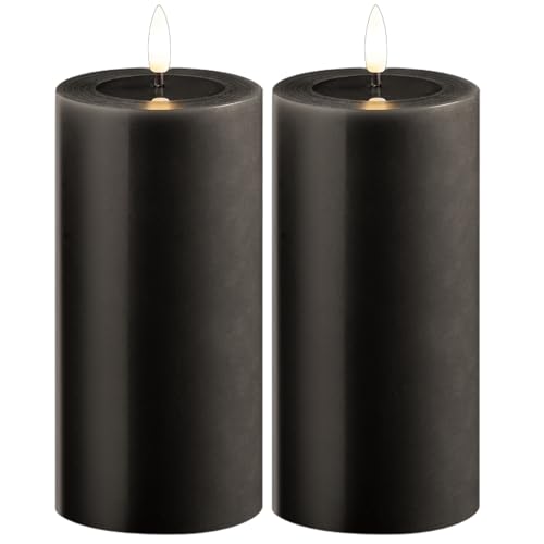 Novaliv 2er Set LED Stumpenkerzen groß grau Echtwachskerze mit beweglicher Flamme flackernd - Timerfunktion für 6 Stunden warmweißes Licht 7,5cm ø 15cm Höhe - 2 AA Batterien nötig Echtwachspiegel Novaliv 2er Set LED Stumpenkerzen groß grau Echtwachskerze mit beweglicher Flamme flackernd - Timerfunktion für 6 Stunden warmweißes Licht 7,5cm ø 15cm Höhe - 2 AA Batterien nötig Echtwachspiegel von Novaliv