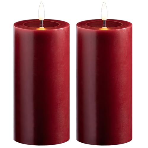 Novaliv 2er Set LED Stumpenkerzen groß rot Echtwachskerze mit beweglicher Flamme flackernd - Timerfunktion für 6 Stunden warmweißes Licht 7,5cm ø 15cm Höhe - 2 AA Batterien nötig Echtwachspiegel Novaliv 2er Set LED Stumpenkerzen groß rot Echtwachskerze mit beweglicher Flamme flackernd - Timerfunktion für 6 Stunden warmweißes Licht 7,5cm ø 15cm Höhe - 2 AA Batterien nötig Echtwachspiegel von Novaliv