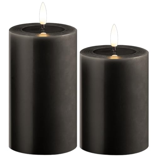 Novaliv 2er Set Led Kerzen flackernde Flamme mit Echtwachspiegel grau 7,5cm ø 1x 12,5 cm, 1x10 cm Höhe, LED Kerzen mit Timerfunktion, 2 AA Batterien nötig, LED Echtwachs Stumpenkerzen grau Novaliv 2er Set Led Kerzen flackernde Flamme mit Echtwachspiegel grau 7,5cm ø 1x 12,5 cm, 1x10 cm Höhe, LED Kerzen mit Timerfunktion, 2 AA Batterien nötig, LED Echtwachs Stumpenkerzen grau von Novaliv