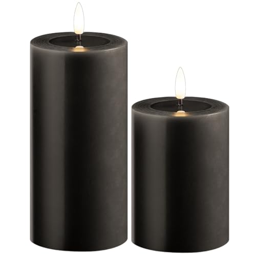 Novaliv 2er Set Led Kerzen flackernde Flamme mit Echtwachspiegel grau 7,5cm ø 1x 15 cm, 1x10 cm Höhe, LED Kerzen mit Timerfunktion, 2 AA Batterien nötig, LED Echtwachs Stumpenkerzen grau Novaliv 2er Set Led Kerzen flackernde Flamme mit Echtwachspiegel grau 7,5cm ø 1x 15 cm, 1x10 cm Höhe, LED Kerzen mit Timerfunktion, 2 AA Batterien nötig, LED Echtwachs Stumpenkerzen grau von Novaliv