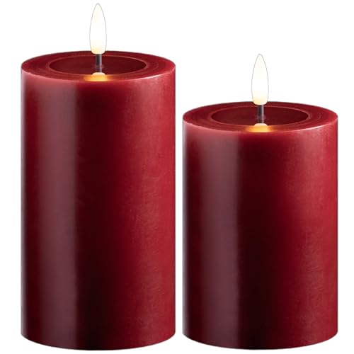Novaliv 2er Set Led Kerzen flackernde Flamme mit Echtwachspiegel rot 7,5cm ø 1x 12,5 cm, 1x10 cm Höhe, LED Kerzen mit Timerfunktion, 2 AA Batterien nötig, LED Echtwachs Stumpenkerzen rot Novaliv 2er Set Led Kerzen flackernde Flamme mit Echtwachspiegel rot 7,5cm ø 1x 12,5 cm, 1x10 cm Höhe, LED Kerzen mit Timerfunktion, 2 AA Batterien nötig, LED Echtwachs Stumpenkerzen rot von Novaliv