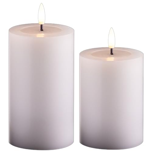 Novaliv 2er Set Led Kerzen flackernde Flamme mit Echtwachspiegel weiß 7,5cm ø 1x 12,5 cm, 1x10 cm Höhe, LED Kerzen mit Timerfunktion, 2 AA Batterien nötig, LED Echtwachs Stumpenkerzen warmweiß Novaliv 2er Set Led Kerzen flackernde Flamme mit Echtwachspiegel weiß 7,5cm ø 1x 12,5 cm, 1x10 cm Höhe, LED Kerzen mit Timerfunktion, 2 AA Batterien nötig, LED Echtwachs Stumpenkerzen warmweiß von Novaliv